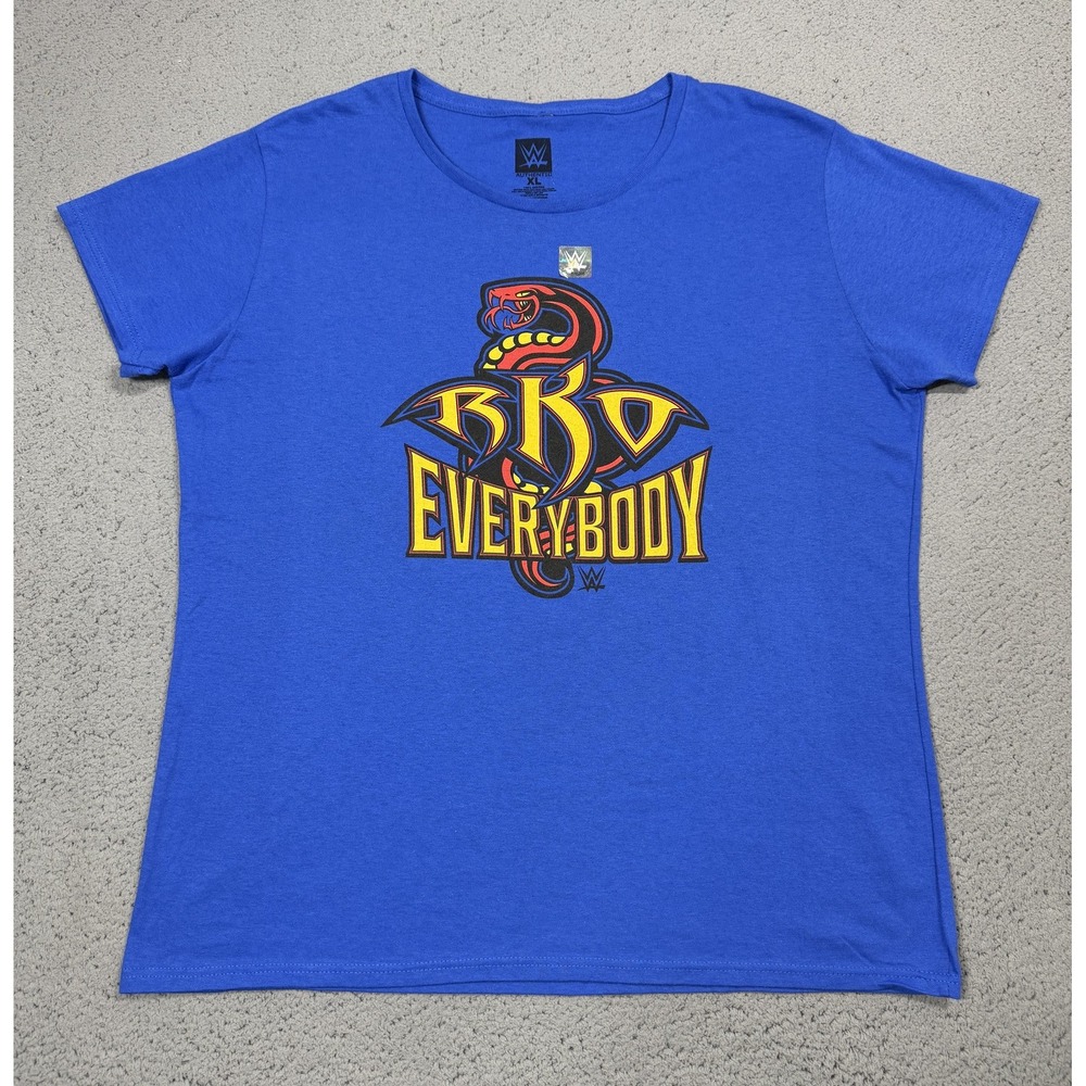 WWE Shirt Womens XL Blue RKO Everybody Randy Orton Graphic Crewneck Tee Tagless